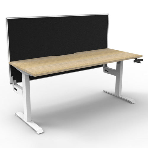 Rapidline Boost Crank Single Sided Workstation 1800 x 750mm with Screen Natural Oak / White Satin