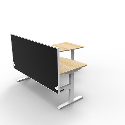 Rapidline Boost Plus Corner Workstation 1800 x 1500 x 750mm with Screen Natural Oak / White Satin
