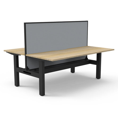 Rapidline Boost Static Back to Back Workstation 1200 x 750mm with Screen and Cable Tray Natural Oak / Black Satin