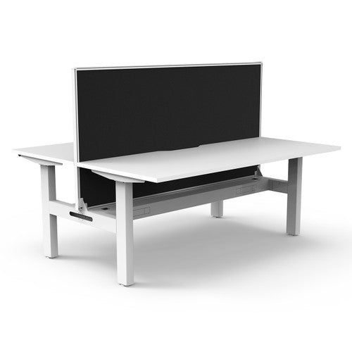Rapidline Boost Static Back to Back Workstation 1200 x 750mm with Screen and Cable Tray Natural White / White Satin
