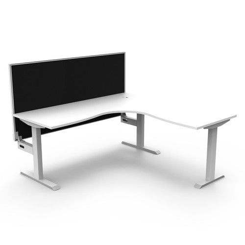 Rapidline Boost Static Corner Workstation 1800 x 1800 x 750mm with Screen Natural White / White Satin