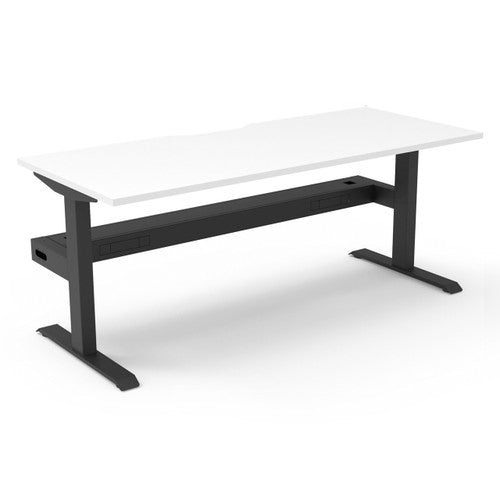 Rapidline Boost Static Single Sided Workstation 1200 x 750mm with Cable Tray Natural White / Black Satin