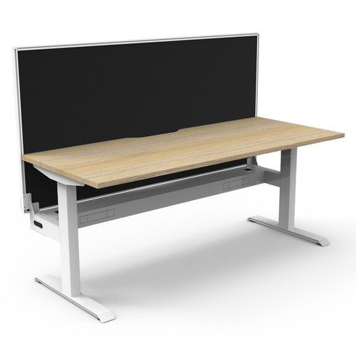 Rapidline Boost Static Single Sided Workstation 1500 x 750mm with Screen and Cable Tray Natural Oak / White Satin