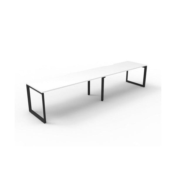 Rapidline Deluxe Infinity Single Sided 2 Person Workstation Loop Leg 1200 x 750mm Natural White / Black Satin