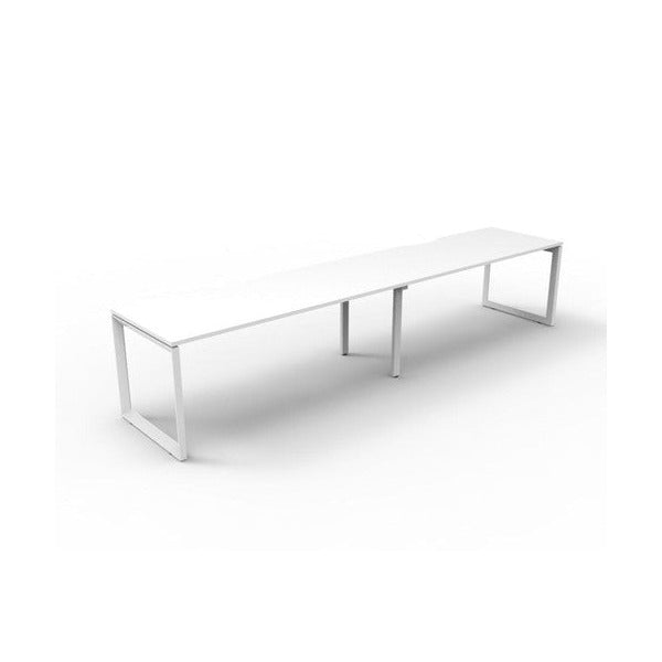 Rapidline Deluxe Infinity Single Sided 2 Person Workstation Loop Leg 1200 x 750mm Natural White / White Satin