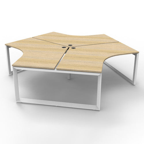 Rapidline Deluxe Infinity 3 Person 120 Degree Workstation Loop Leg without Screen Natural Oak / White