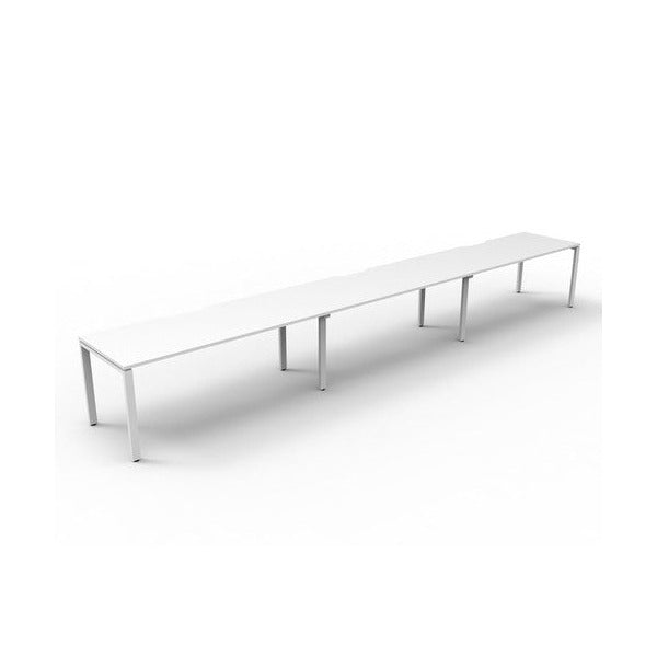 Rapidline Deluxe Infinity Single Sided 3 Person Workstation Profile Leg 1200 x 750mm Natural White / White Satin