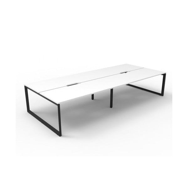 Rapidline Deluxe Infinity Back to Back 4 Person Workstation Loop Leg 1500 x 750mm Natural White / Black Satin