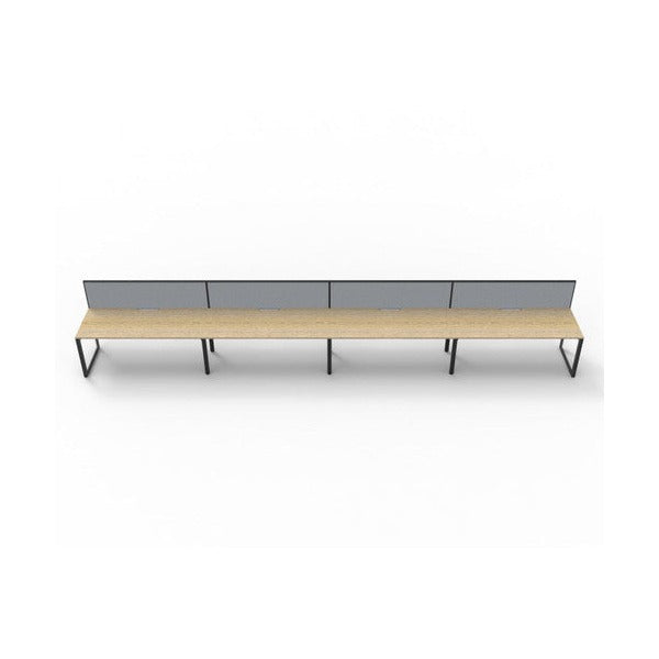 Rapidline Deluxe Infinity Single Sided 4 Person Workstation Loop Leg 1800 x 750mm with Screen Natural Oak / Black Satin