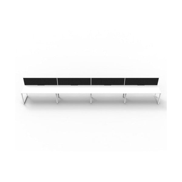 Rapidline Deluxe Infinity Single Sided 4 Person Workstation Loop Leg 1200 x 750mm with Screen Natural White / White Satin