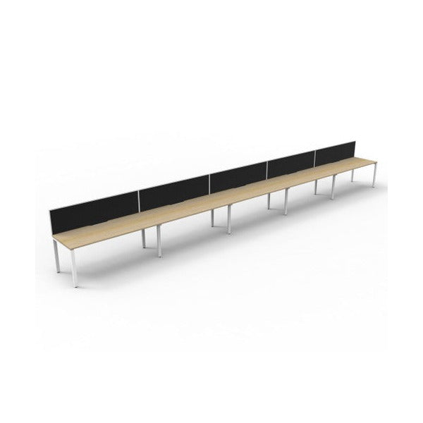 Rapidline Deluxe Infinity Single Sided 5 Person Workstation Profile Leg 1500 x 750mm with Screen Natural Oak / White Satin