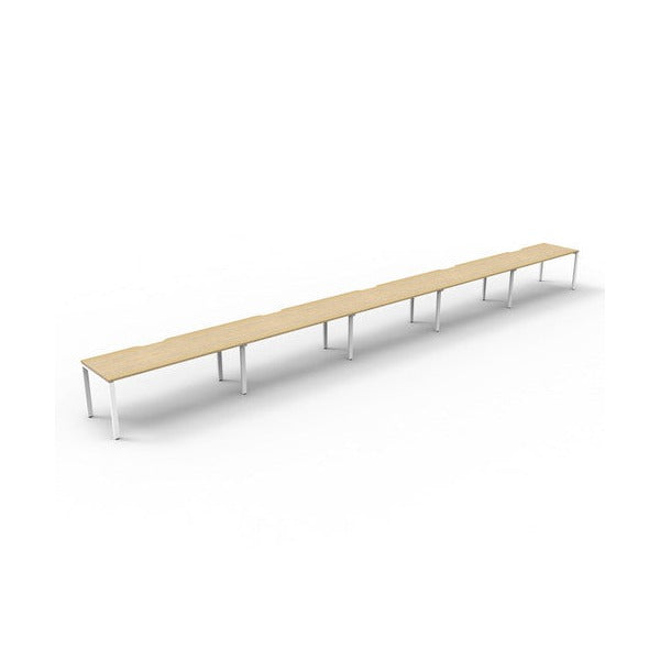 Rapidline Deluxe Infinity Single Sided 5 Person Workstation Profile Leg 1500 x 750mm Natural Oak / White Satin