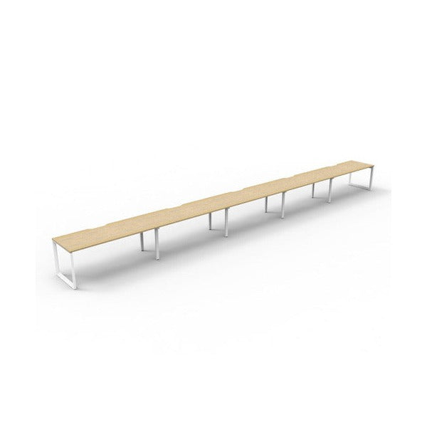 Rapidline Deluxe Infinity Single Sided 5 Person Workstation Loop Leg 1800 x 750mm Natural Oak / White Satin