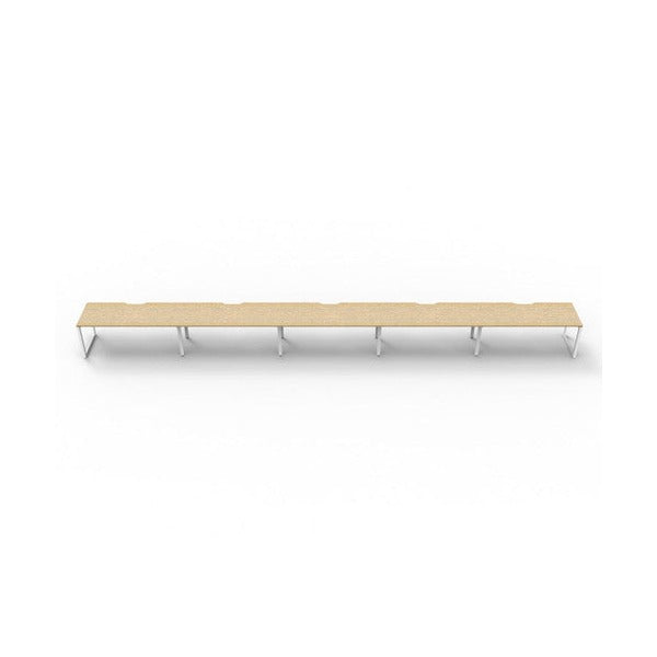 Rapidline Deluxe Infinity Single Sided 5 Person Workstation Loop Leg 1800 x 750mm Natural Oak / White Satin