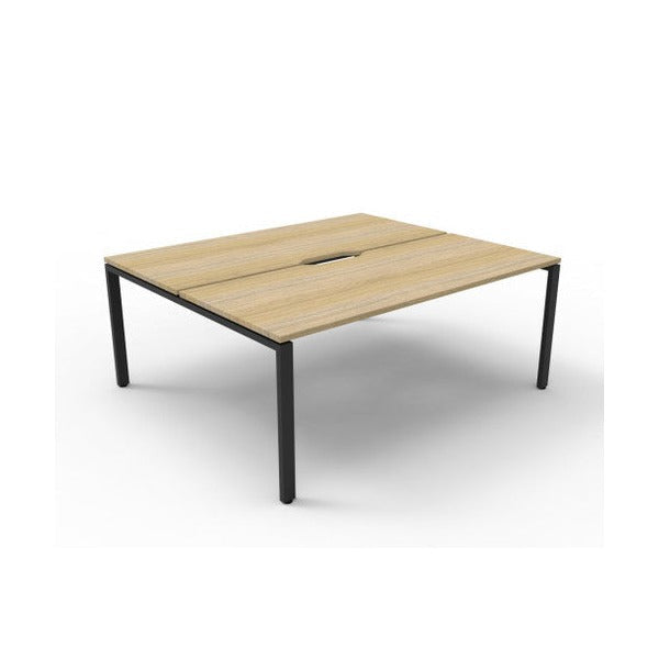 Rapidline Deluxe Infinity Back to Back 2 Person Workstation Profile Leg 1500 x 750mm Natural Oak / Black Satin