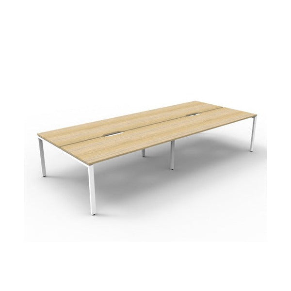 Rapidline Deluxe Infinity Back to Back 4 Person Workstation Profile Leg 1500 x 750mm Natural Oak / White Satin