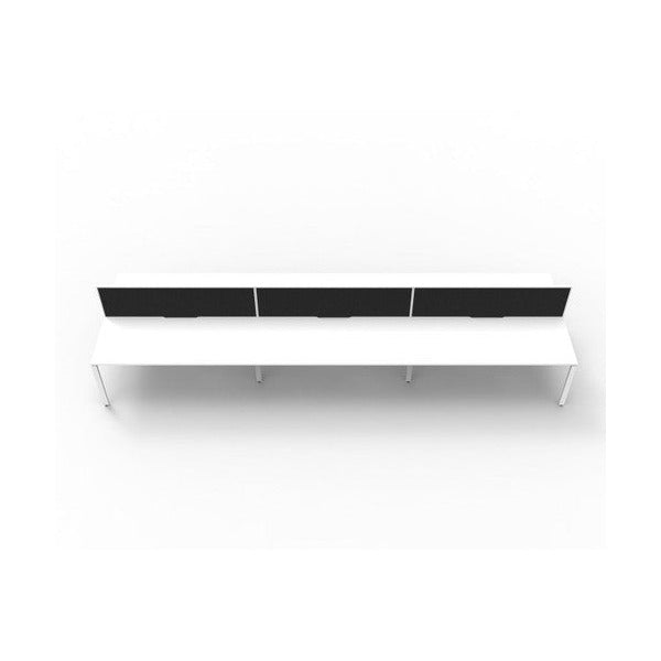 Rapidline Deluxe Infinity Back to Back 6 Person Workstation Profile Leg 1500 x 750mm with Screen Natural White / White Satin