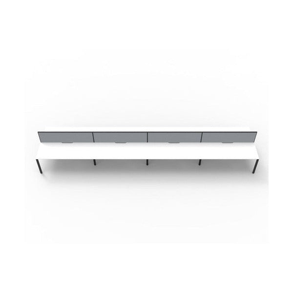 Rapidline Deluxe Infinity Back to Back 8 Person Workstation Profile Leg 1500 x 750mm with Screen Natural White / Black Satin