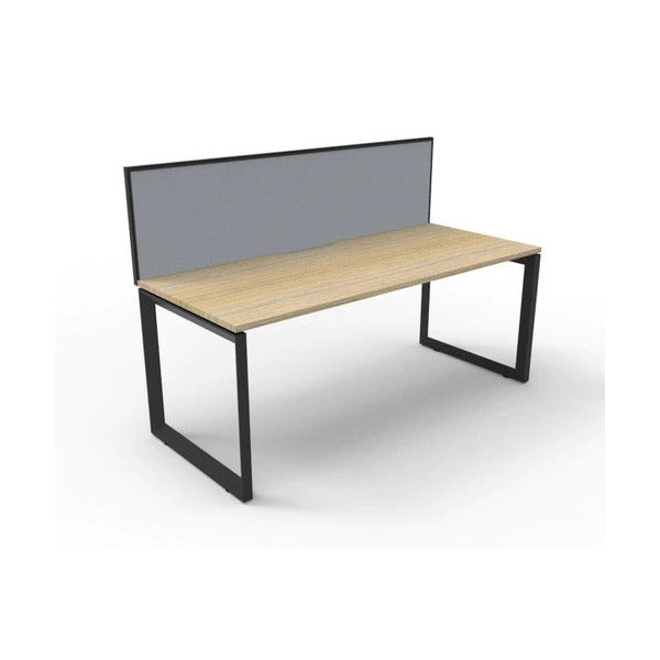 Rapidline Deluxe Infinity Single Sided Workstation Loop Leg 1200 x 750mm with Screen Natural Oak / Black Satin