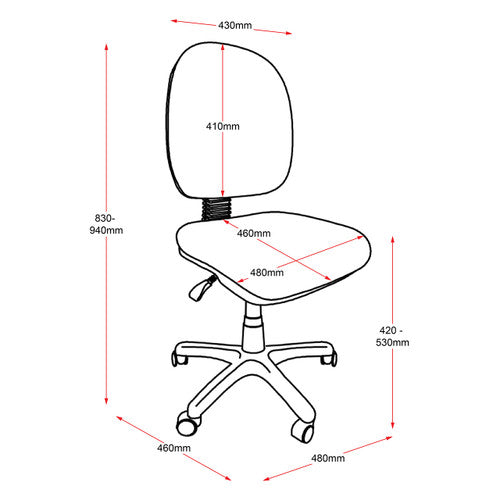 Rapidline ET20 Budget Medium Back Operator Chair Black Fabric
