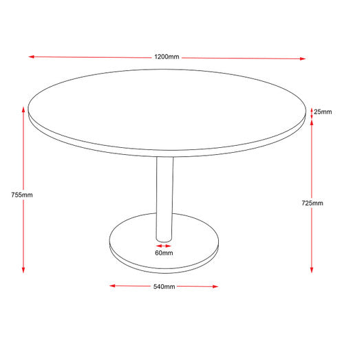 Rapidline Estilo Round Table Flat Disc Base 1200mm Diameter Natural Oak / Black