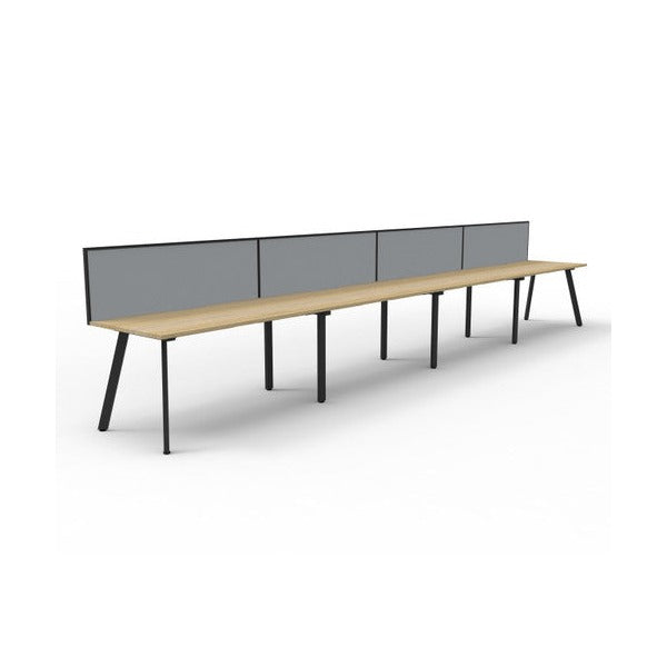 Rapidline Eternity Single Sided 4 Person Workstation 1500 x 750mm with Screen Natural Oak / Black Satin