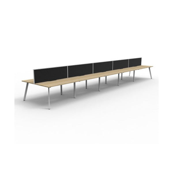 Rapidline Eternity Back to Back 10 Person Workstation 1200 x 750mm with Screen Natural Oak / White Satin