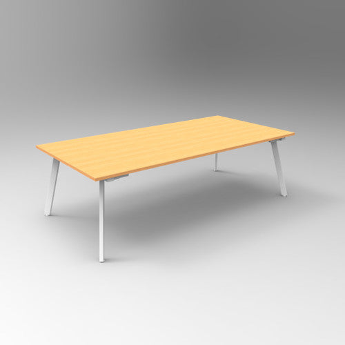 Rapidline Eternity Rectangle Meeting and Boardroom Table 2400 x 1200mm Beech / White Satin