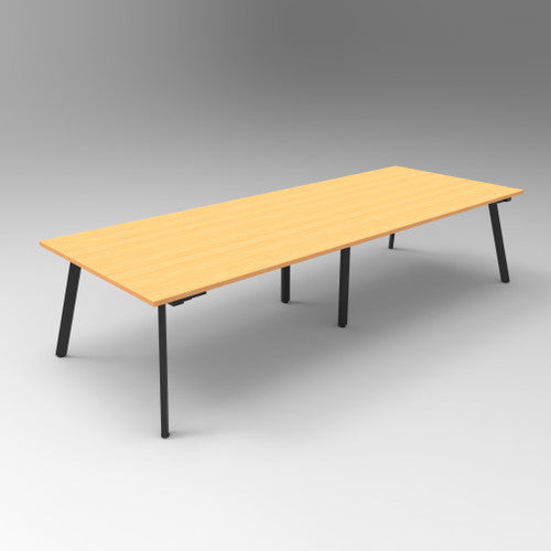 Rapidline Eternity Rectangle Meeting and Boardroom Table 3200 x 1200mm Beech / Black Satin