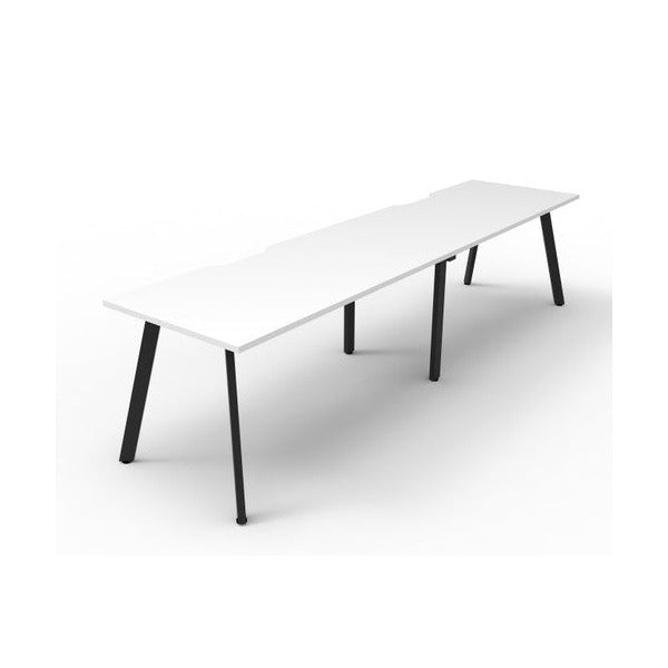 Rapidline Eternity Single Sided 2 Person Workstation 1200 x 750mm Natural White / Black Satin