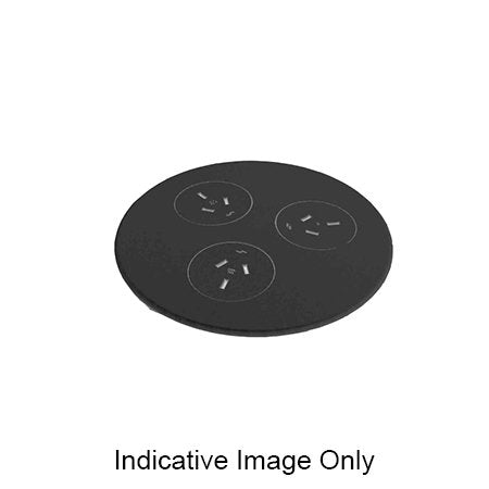 Rapidline Blinky black power pod with 3 power outlets, top-down view
