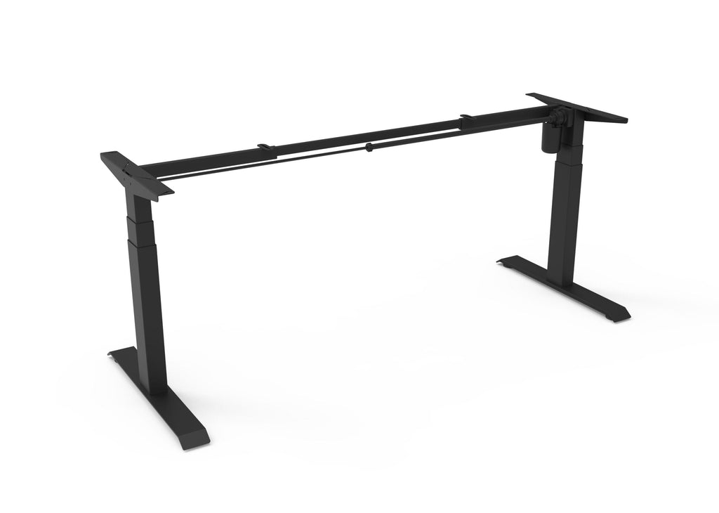 Rapidline Boost Light single sided height adjustable frame in black, angled from the opposite end on a plain white background