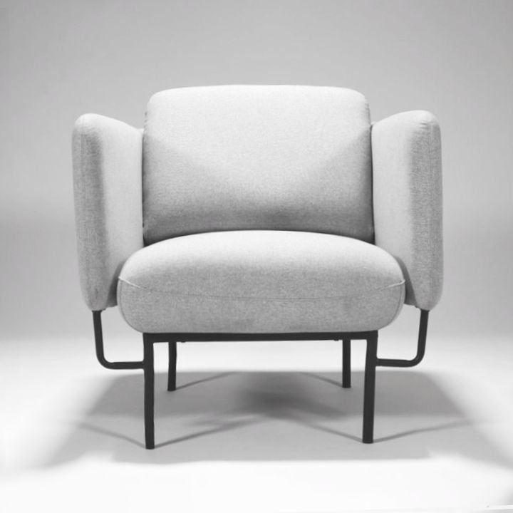 Rapidline Capri 1 Seater Steel Base Lounge Black Light Grey Fabric