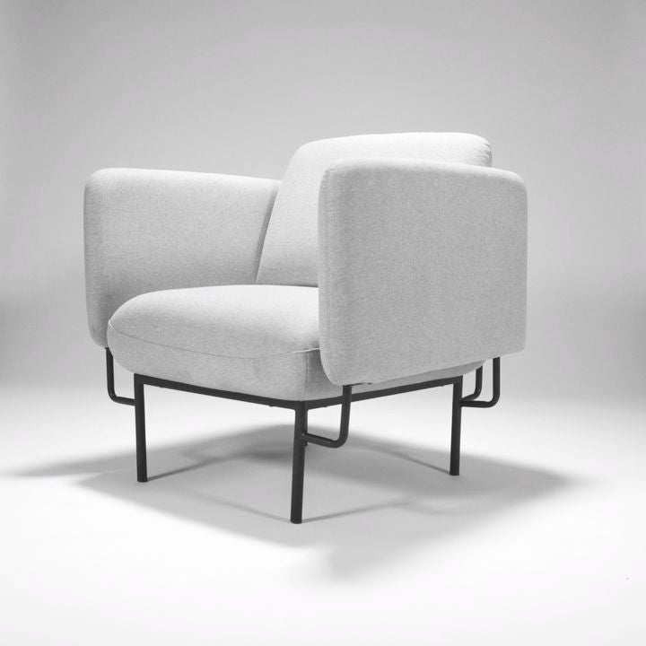 Rapidline Capri 1 Seater Steel Base Lounge Black Light Grey Fabric