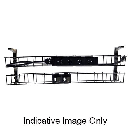 Rapidline Rapid Wiring dual tier cable basket kit in black with power module, data modules and interconnecting lead fitted