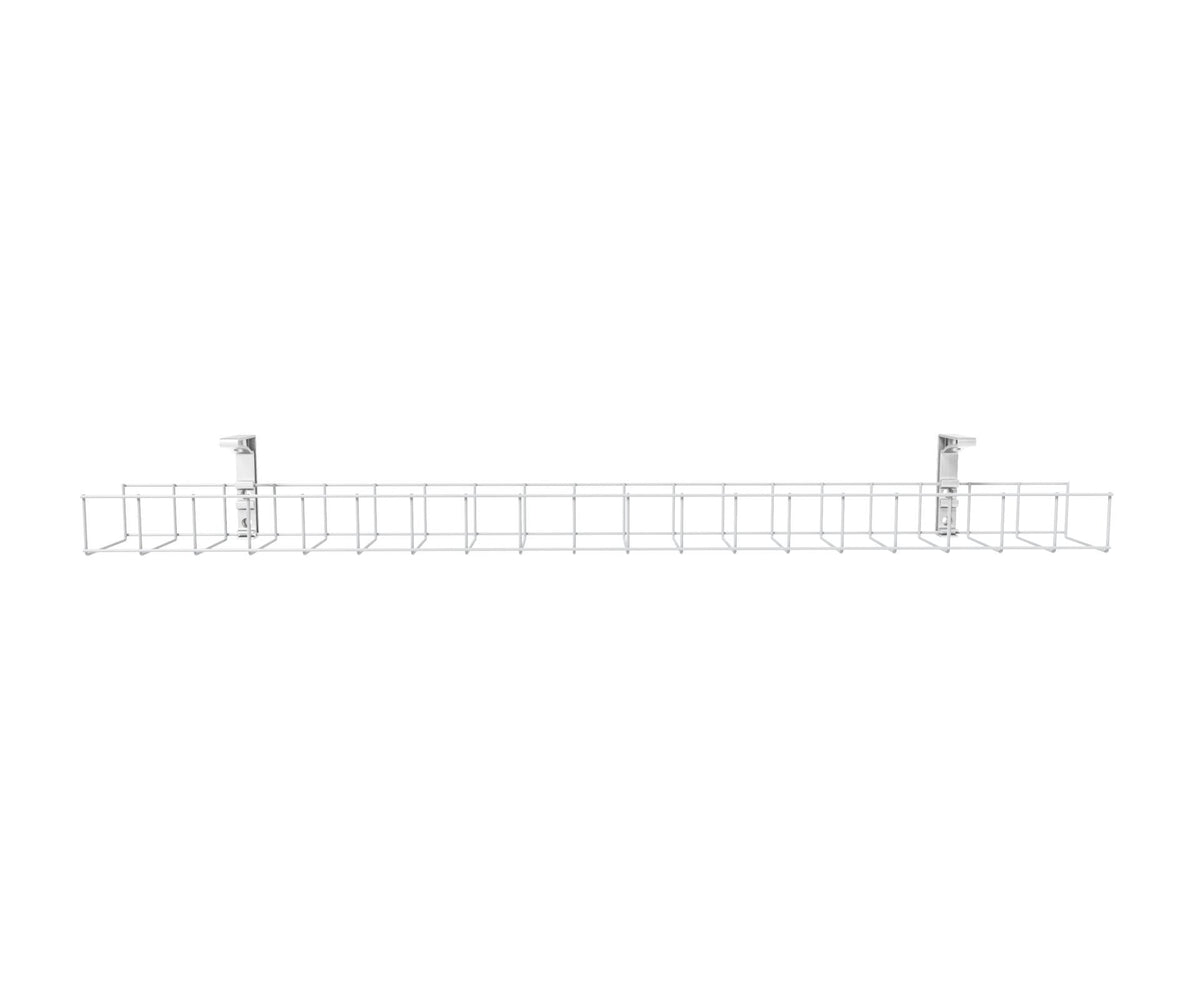 Rapidline Rapid Wiring single tier cable basket in white, wire tray and two mounting brackets shown without the power module