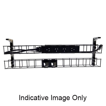 Rapidline Rapid Wiring dual tier cable basket kit in black with power module, data modules and interconnecting lead fitted