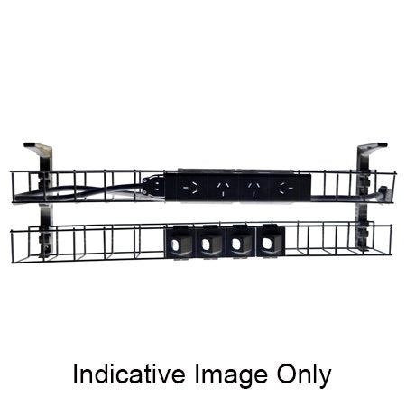 Rapidline Rapid Wiring dual tier cable basket kit in black with power module, data modules and interconnecting lead fitted