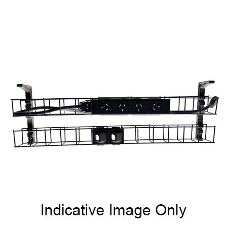 Rapidline Rapid Wiring dual tier cable basket kit in black with power module, data modules and interconnecting lead fitted
