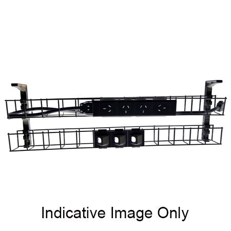 Rapidline Rapid Wiring dual tier cable basket kit in black with power module, data modules and interconnecting lead fitted