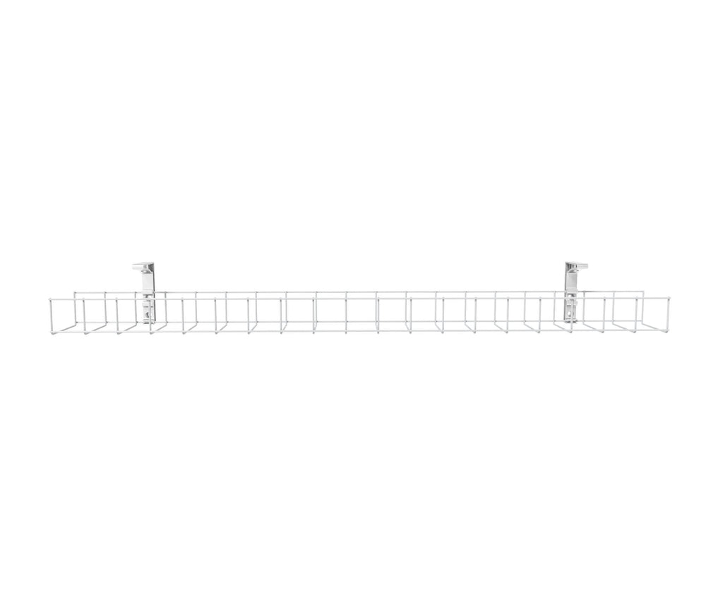 Rapidline Rapid Wiring single tier cable basket in white, wire tray and two mounting brackets shown without the power module