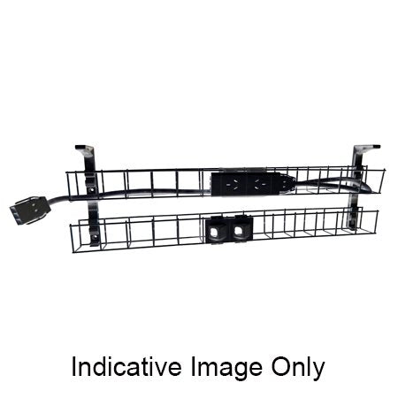 Rapidline Rapid Wiring dual tier cable basket kit in black with power module, data modules and interconnecting lead fitted