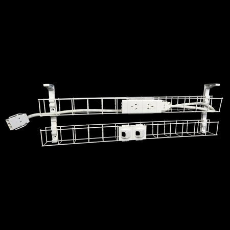 Rapidline Rapid Wiring dual tier cable basket kit in white with power module, data modules and lead fitted, shown on a black background