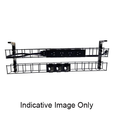 Rapidline Rapid Wiring dual tier cable basket kit in black with power module, data modules and interconnecting lead fitted