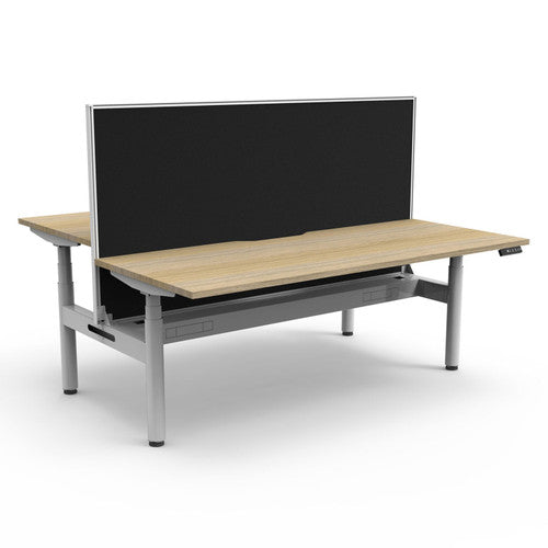 Rapidline Halo Plus Back to Back Workstation 1800 x 750mm with Screen and Cable Tray Natural Oak / White Satin