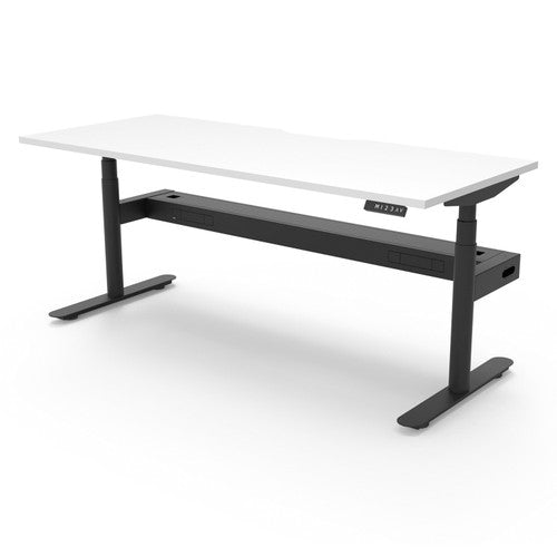Rapidline Halo Plus Single Sided Workstation 1800 x 750mm with Cable Tray Natural White / Black Satin
