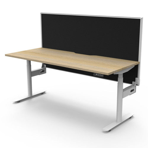 Rapidline Halo Plus Single Sided Workstation 1800 x 750mm with Screen Natural Oak / White Satin
