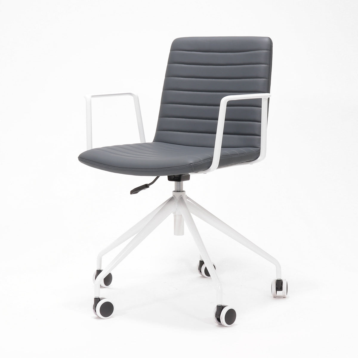 Rapidline Pixel 5 Star Breakout and Meeting Chair with Arms French Navy PU / White Base