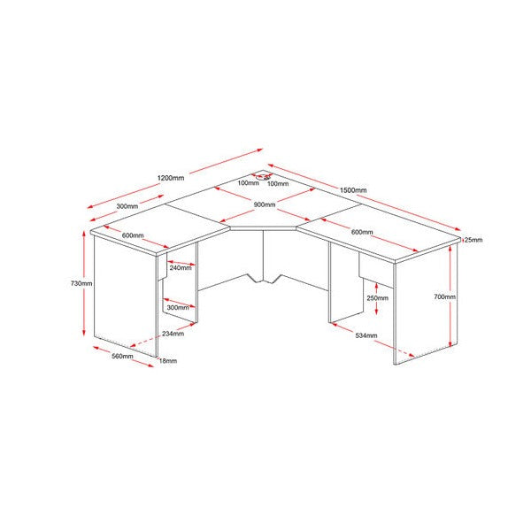 Rapidline Rapid Worker Corner Workstation 1200 x 1500 x 600mm Beech / Ironstone