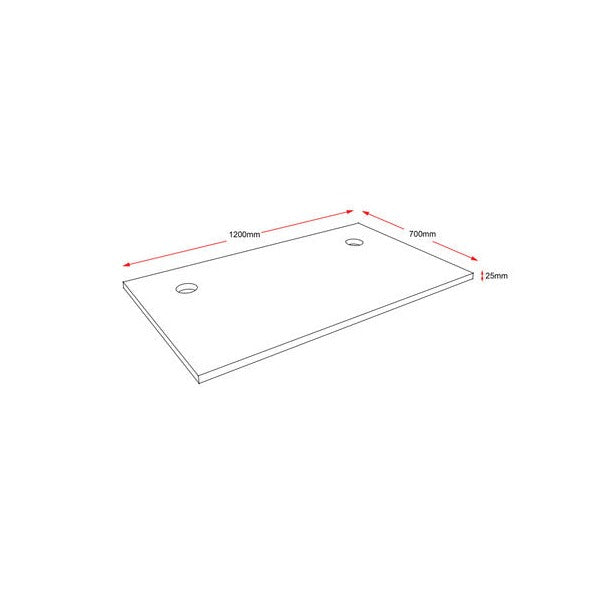 Rapidline Rectangle Table Top 1200 x 700 x 25mm with 2 Cable Port Only Beech